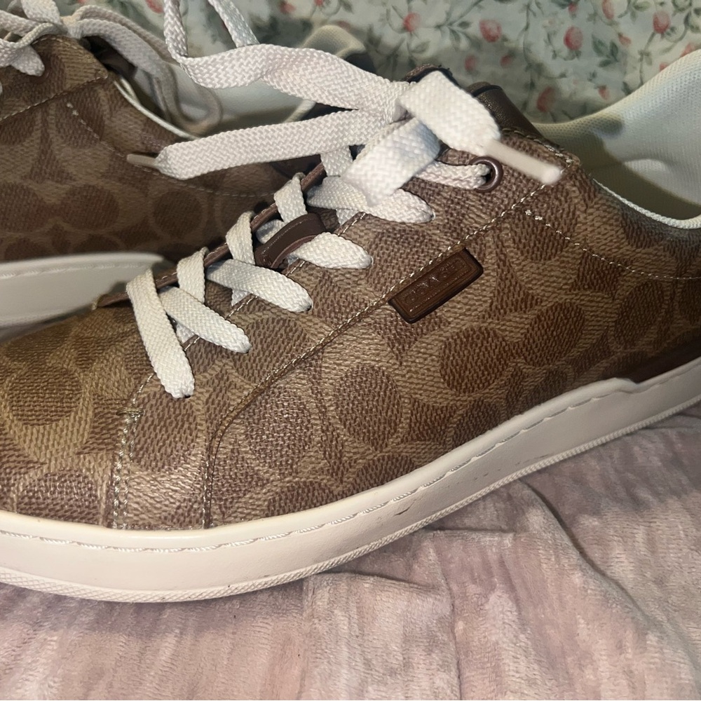 Brown Monogram Coach Sneakers with Laces Like New Worn Only Once - Picture 4 of 14
